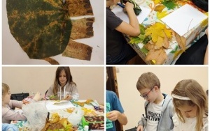 Klasa IIa i IIb uczestnikami warsztatów plastycznych pt. "Obrazki z jesiennych liści" w Muzeum Saturn w Czeladzi (5)