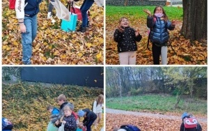 Klasa IIa i IIb uczestnikami warsztatów plastycznych pt. "Obrazki z jesiennych liści" w Muzeum Saturn w Czeladzi (3)